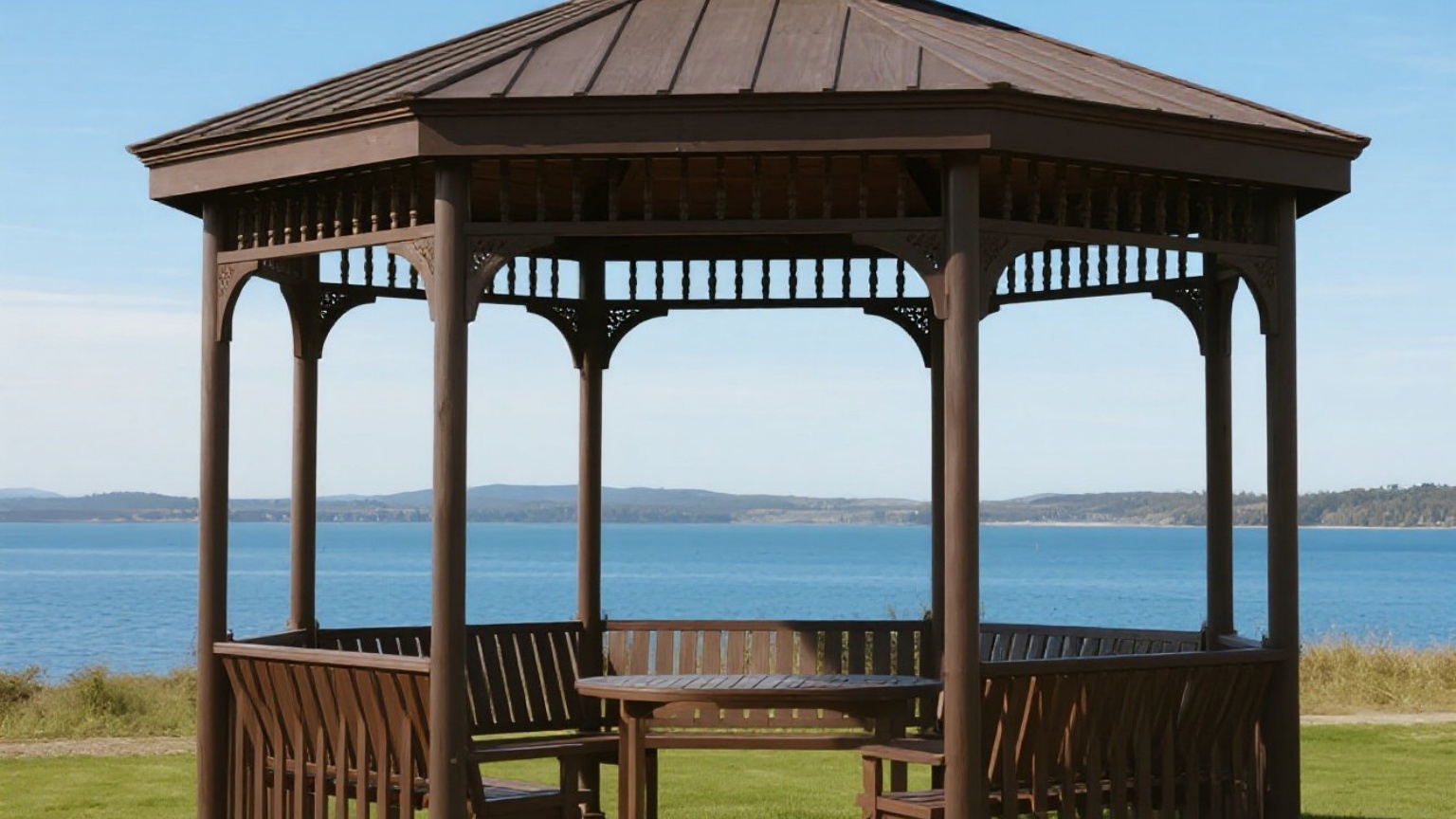 Weatherproof aluminum pavilion